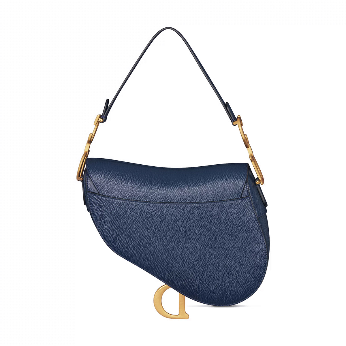 Dior Saddle Bag with Strap in Grained Calfskin - Deep Ocean Blue