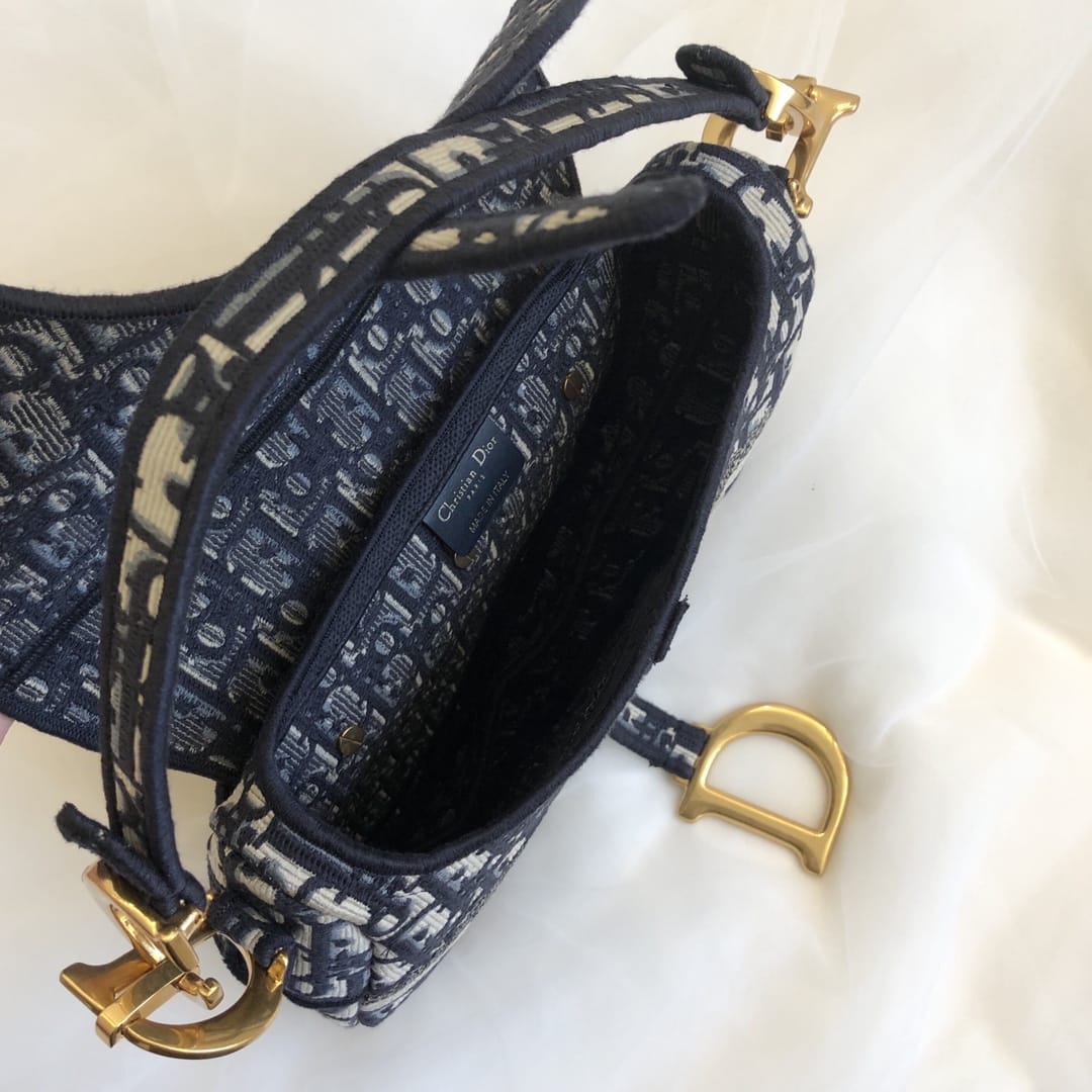 Dior Saddle Bag in Oblique Jacquard - Blue Dior