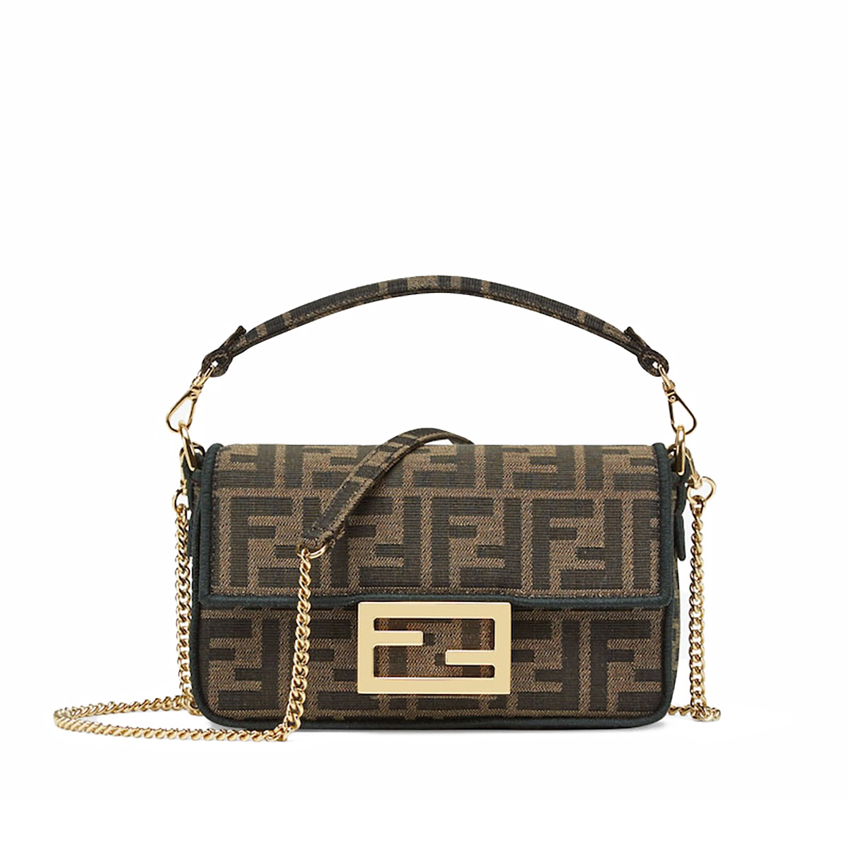 FENDI TIMELESS Baguette Mini Brown FF Jacquard Fabric Bag