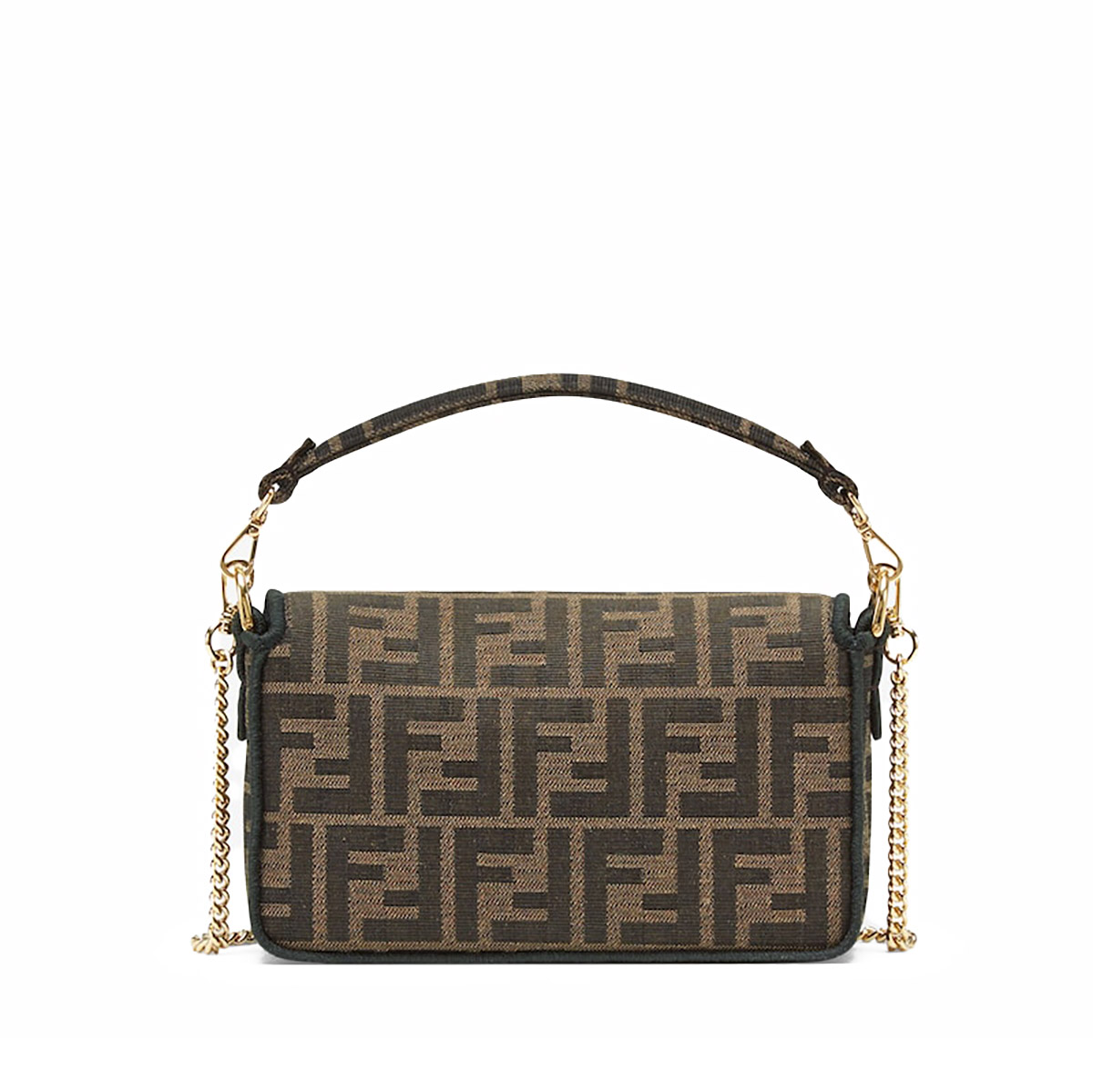 FENDI TIMELESS Baguette Mini Brown FF Jacquard Fabric Bag