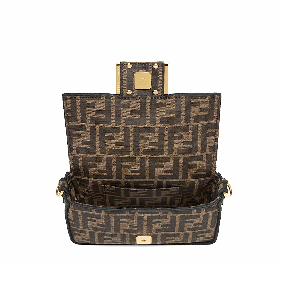 FENDI TIMELESS Baguette Mini Brown FF Jacquard Fabric Bag