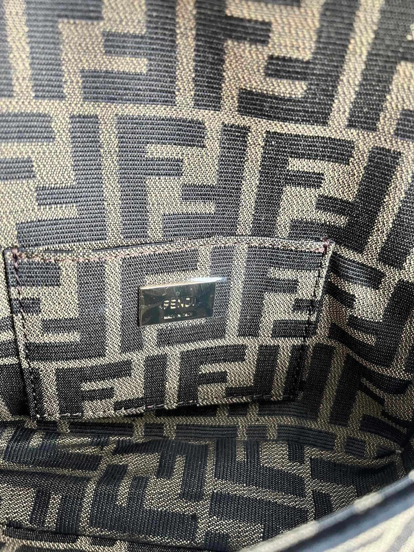 FENDI TIMELESS Baguette Mini Brown FF Jacquard Fabric Bag