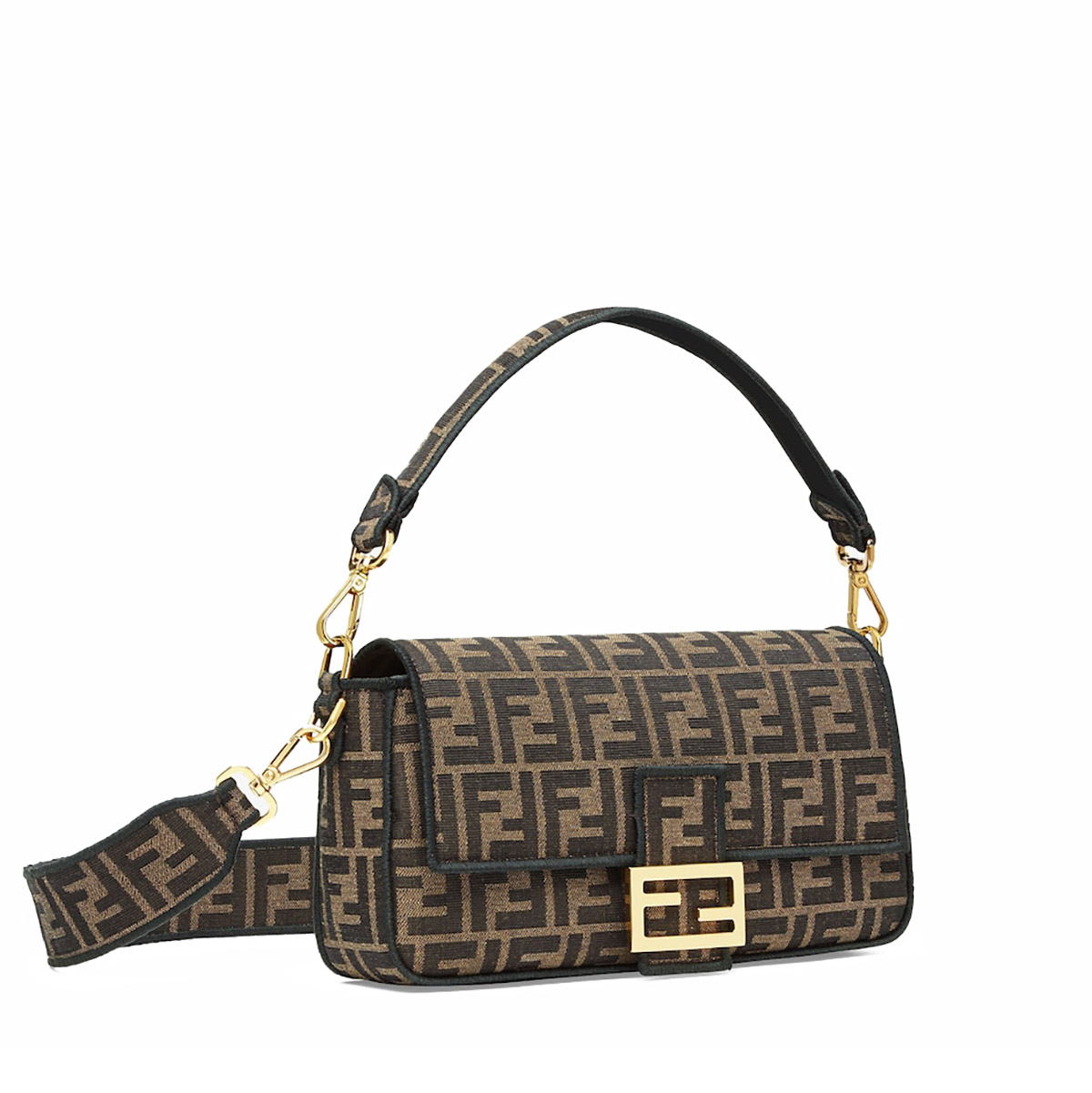 FENDI TIMELESS Baguette Brown FF Jacquard Fabric Bag