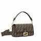 FENDI TIMELESS Baguette Brown FF Jacquard Fabric Bag