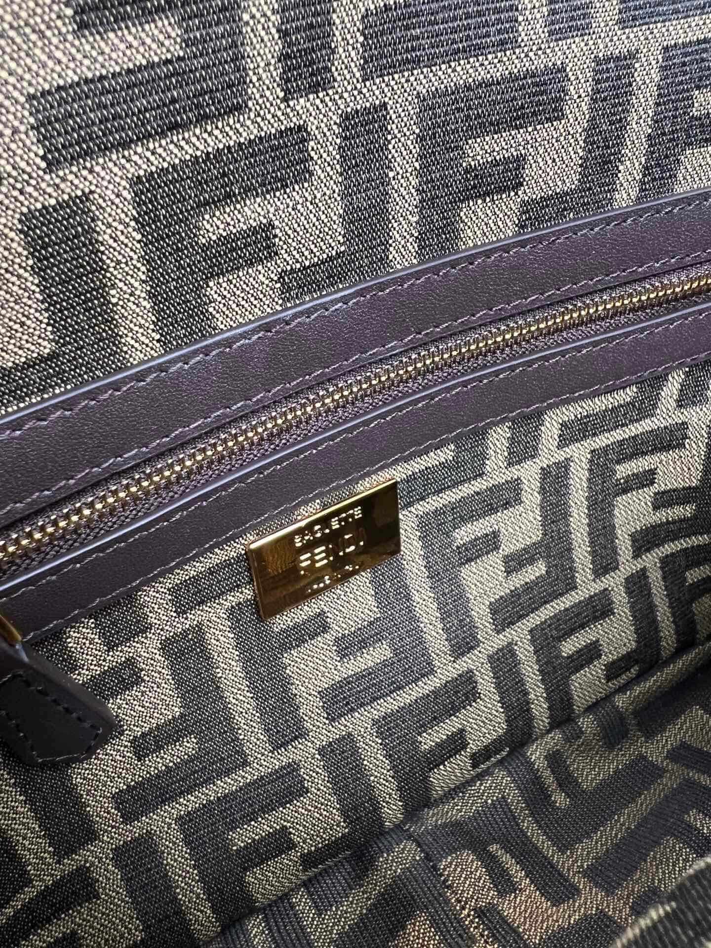 FENDI TIMELESS Baguette Brown FF Jacquard Fabric Bag