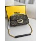 FENDI TIMELESS Baguette Chain Midi Brown FF Jacquard Fabric Bag