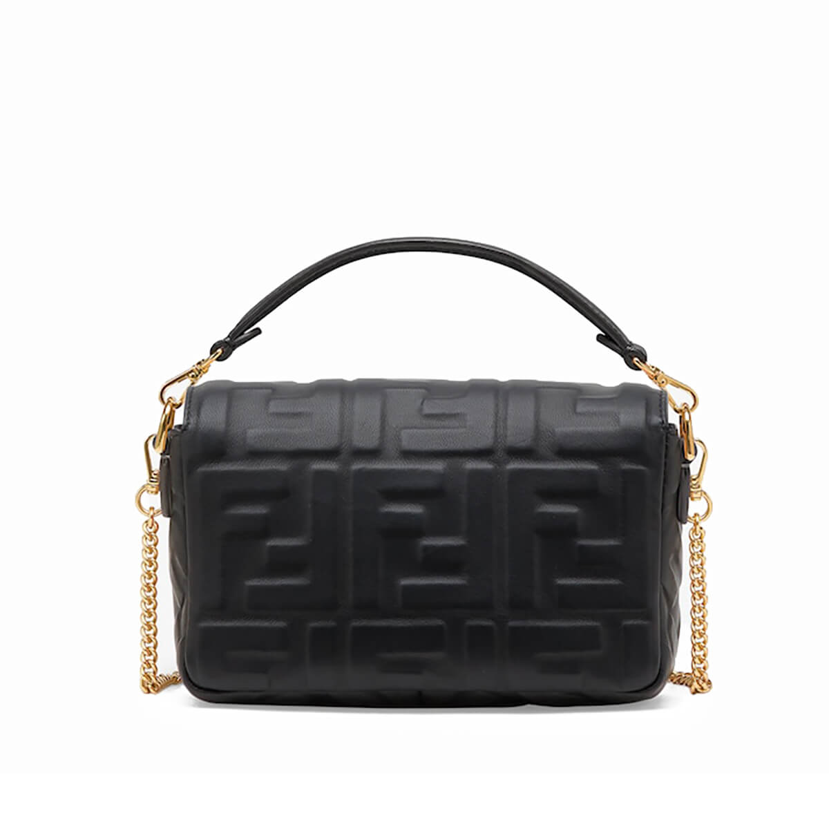 FENDI TIMELESS Baguette Mini Black Nappa Leather Bag With FF Motif