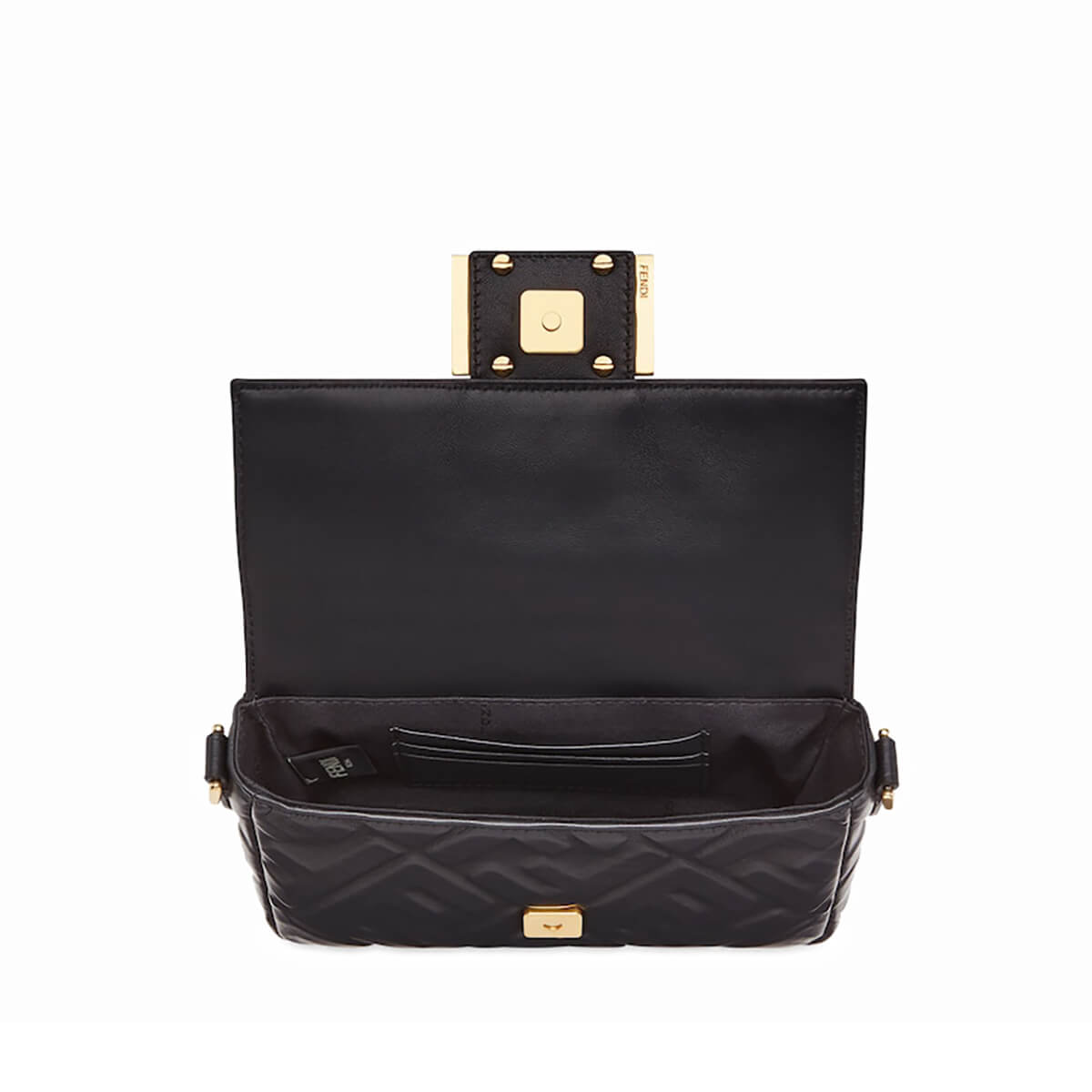 FENDI TIMELESS Baguette Mini Black Nappa Leather Bag With FF Motif