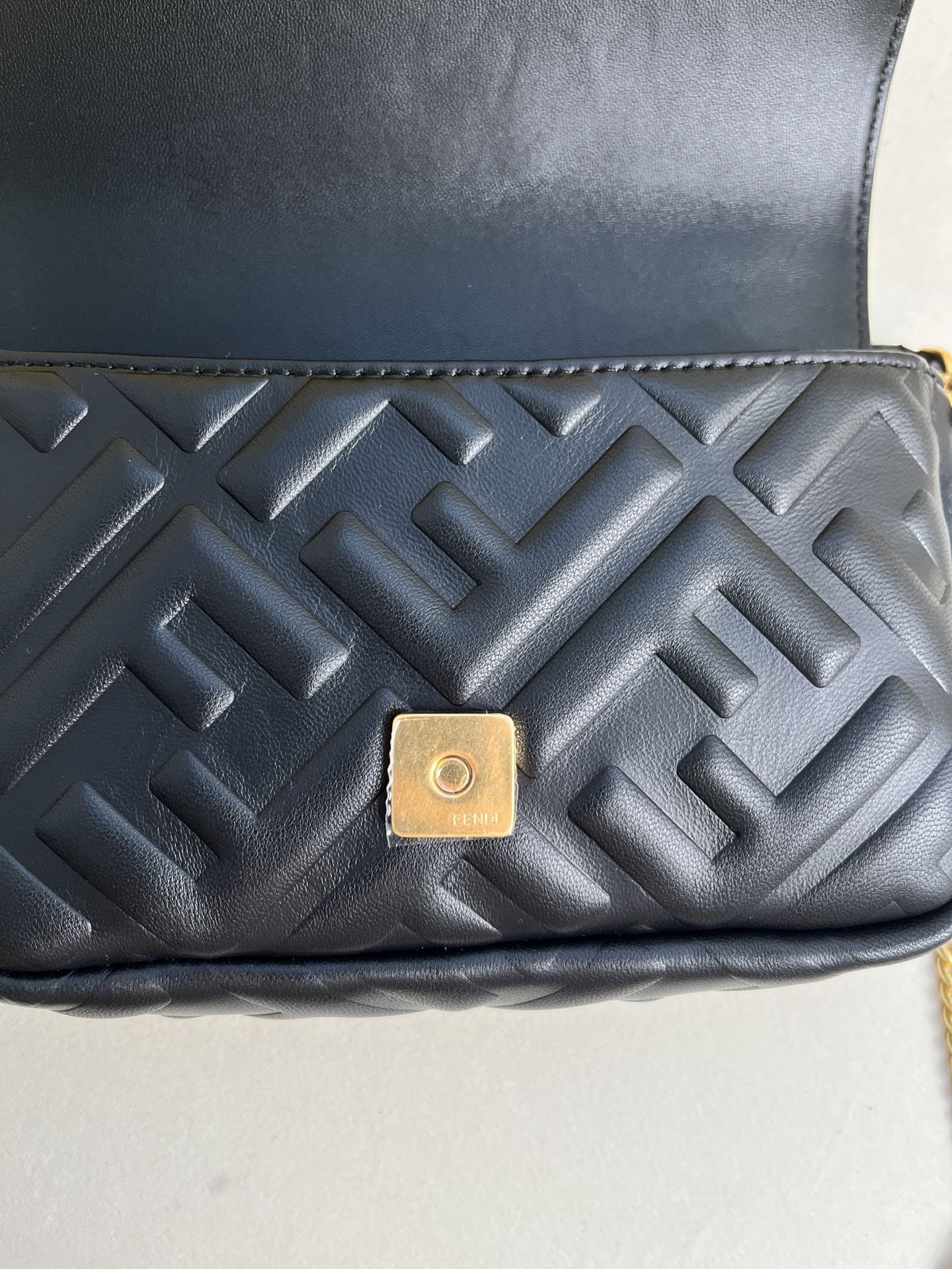 FENDI TIMELESS Baguette Mini Black Nappa Leather Bag With FF Motif