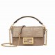 FENDI TIMELESS Baguette Mini Dove Gray Nappa Leather Bag With FF Motif