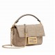 FENDI TIMELESS Baguette Mini Dove Gray Nappa Leather Bag With FF Motif