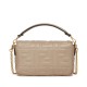 FENDI TIMELESS Baguette Mini Dove Gray Nappa Leather Bag With FF Motif