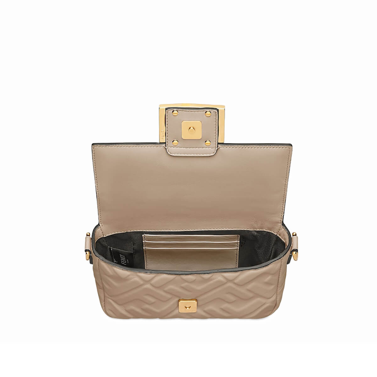 FENDI TIMELESS Baguette Mini Dove Gray Nappa Leather Bag With FF Motif