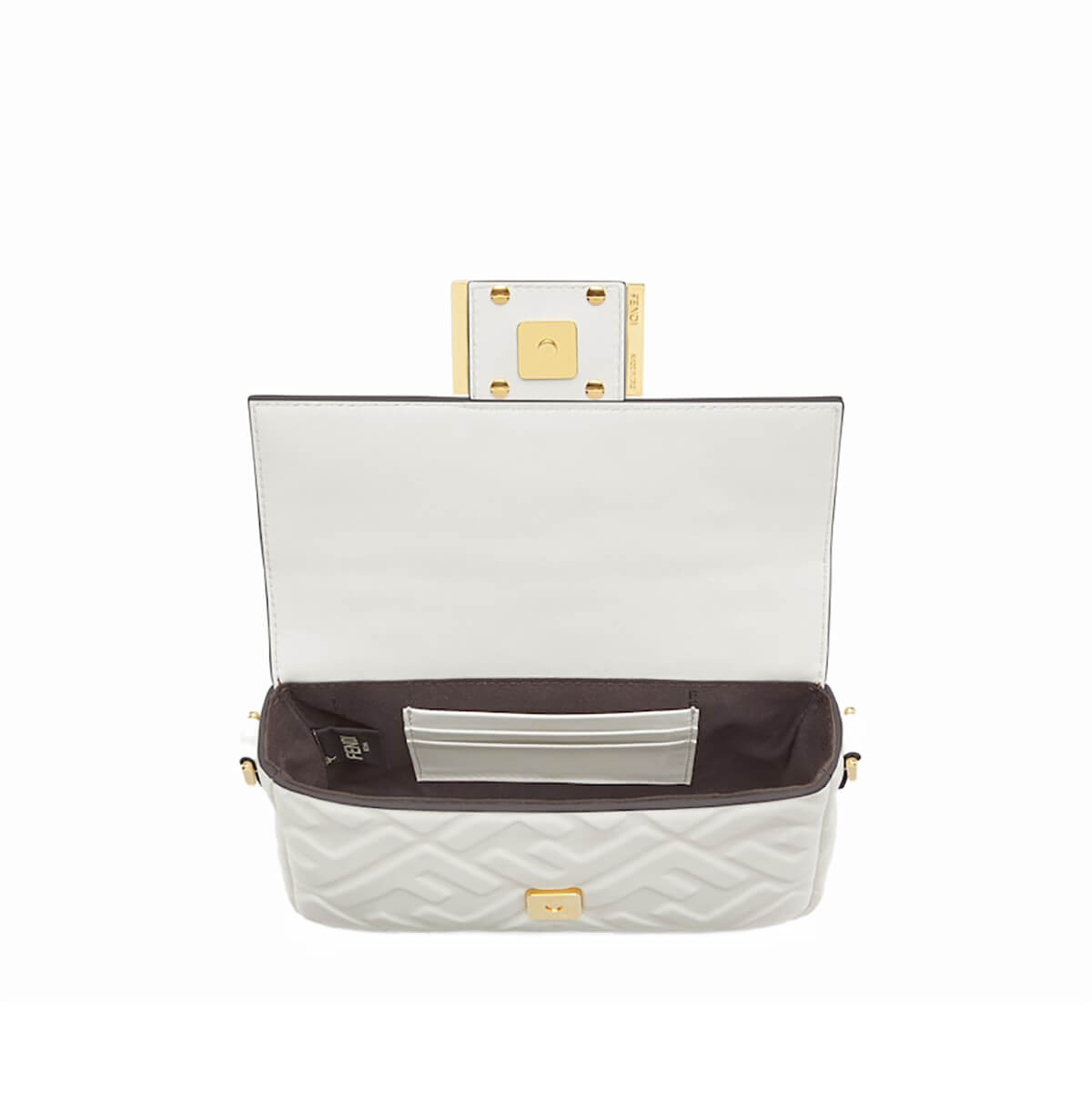 FENDI TIMELESS Baguette Mini White Nappa Leather Bag With FF Motif