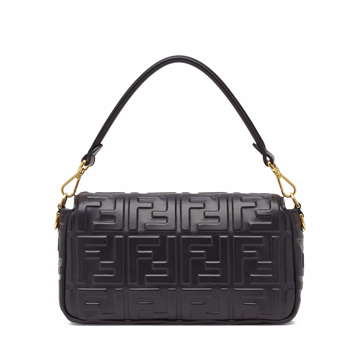 FENDI TIMELESS Baguette Black Nappa Leather Bag With FF Motif