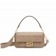 FENDI TIMELESS Baguette Dove Gray Nappa Leather Bag With FF Motif