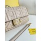 FENDI TIMELESS Baguette Dove Gray Nappa Leather Bag With FF Motif