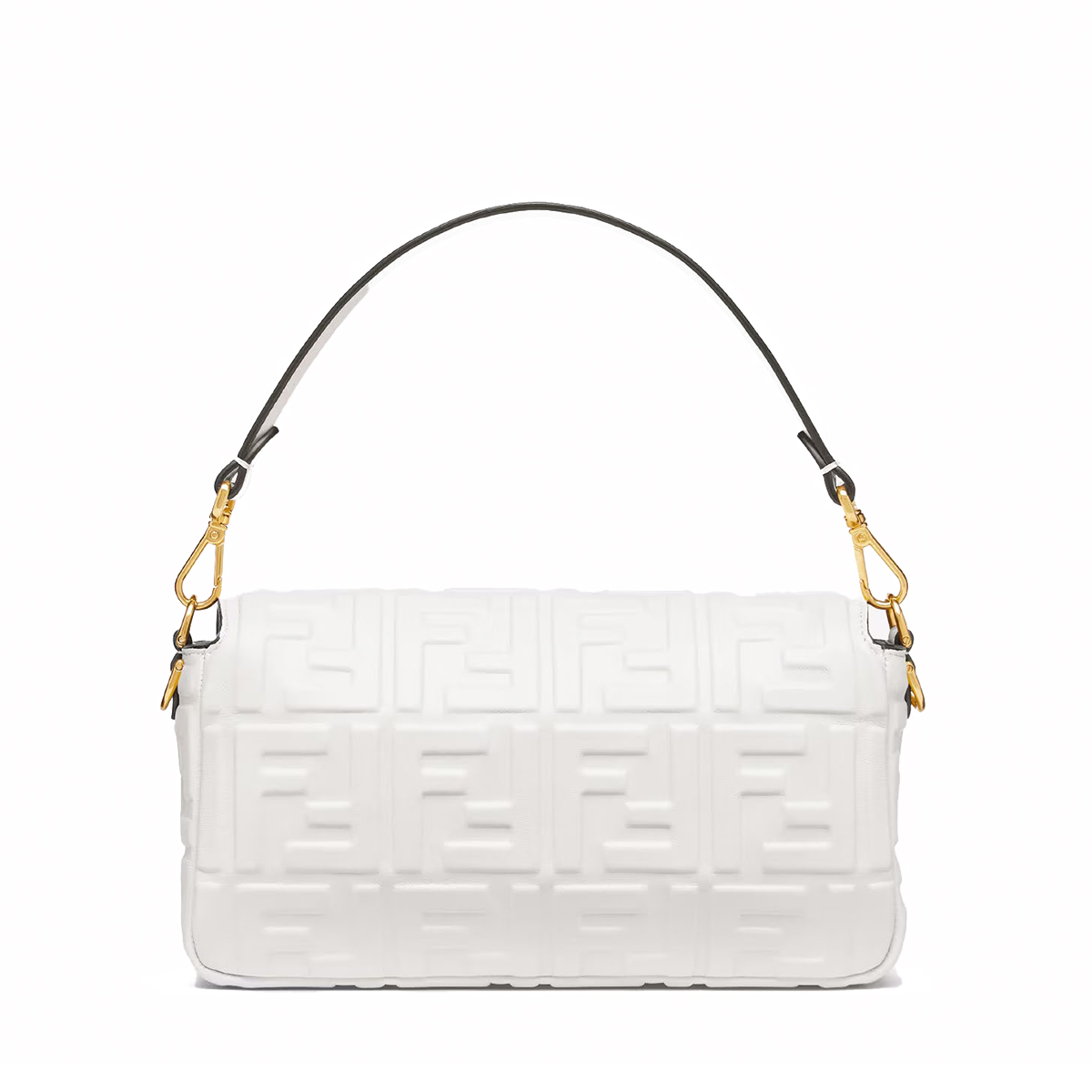 FENDI TIMELESS Baguette White Nappa Leather Bag With FF Motif