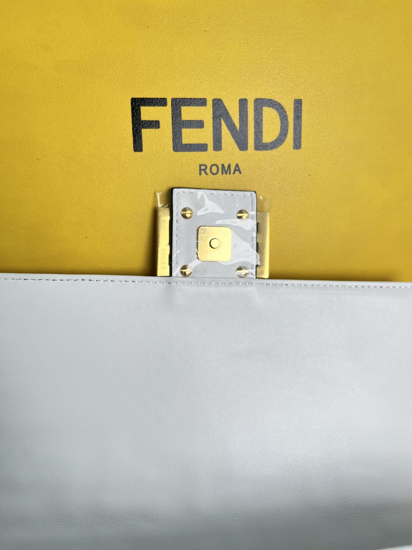 FENDI TIMELESS Baguette White Nappa Leather Bag With FF Motif