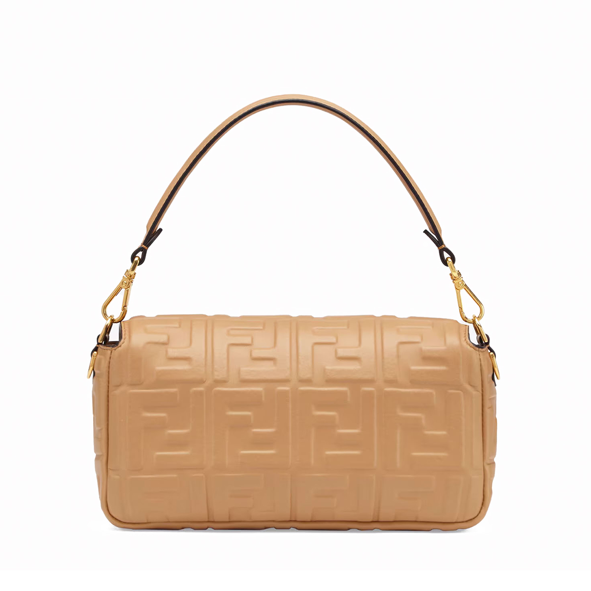 FENDI TIMELESS Baguette Beige Nappa Leather Bag With FF Motif