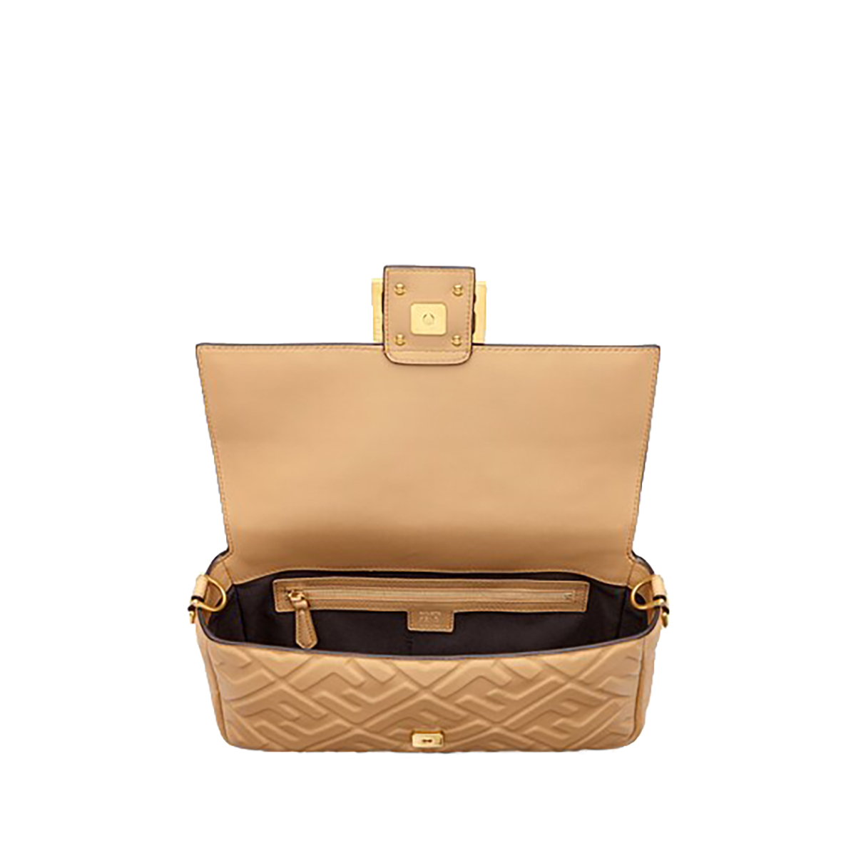 FENDI TIMELESS Baguette Beige Nappa Leather Bag With FF Motif