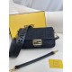 FENDI Baguette Black Canvas Shoulder Bag With FF Motif