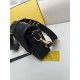 FENDI Baguette Black Canvas Shoulder Bag With FF Motif