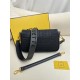 FENDI Baguette Black Canvas Shoulder Bag With FF Motif