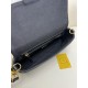 FENDI Baguette Black Canvas Shoulder Bag With FF Motif