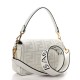 FENDI Baguette White Canvas Shoulder Bag With FF Motif