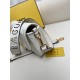 FENDI Baguette White Canvas Shoulder Bag With FF Motif