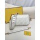 FENDI Baguette White Canvas Shoulder Bag With FF Motif