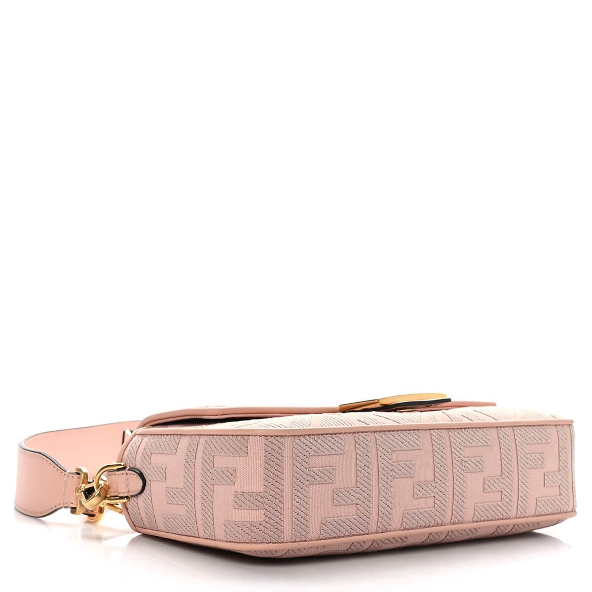 FENDI Baguette Pink Canvas Shoulder Bag With FF Motif