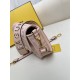 FENDI Baguette Pink Canvas Shoulder Bag With FF Motif