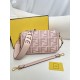 FENDI Baguette Pink Canvas Shoulder Bag With FF Motif