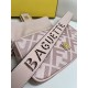 FENDI Baguette Pink Canvas Shoulder Bag With FF Motif