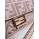 FENDI Baguette Pink Canvas Shoulder Bag With FF Motif