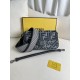 FENDI Baguette Grigio Anthracite Canvas Shoulder Bag With FF Motif