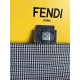 FENDI Baguette Grigio Anthracite Canvas Shoulder Bag With FF Motif