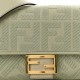 FENDI Baguette Green Tea Canvas Shoulder Bag With FF Motif