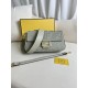 FENDI Baguette Green Tea Canvas Shoulder Bag With FF Motif