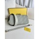 FENDI Baguette Green Tea Canvas Shoulder Bag With FF Motif