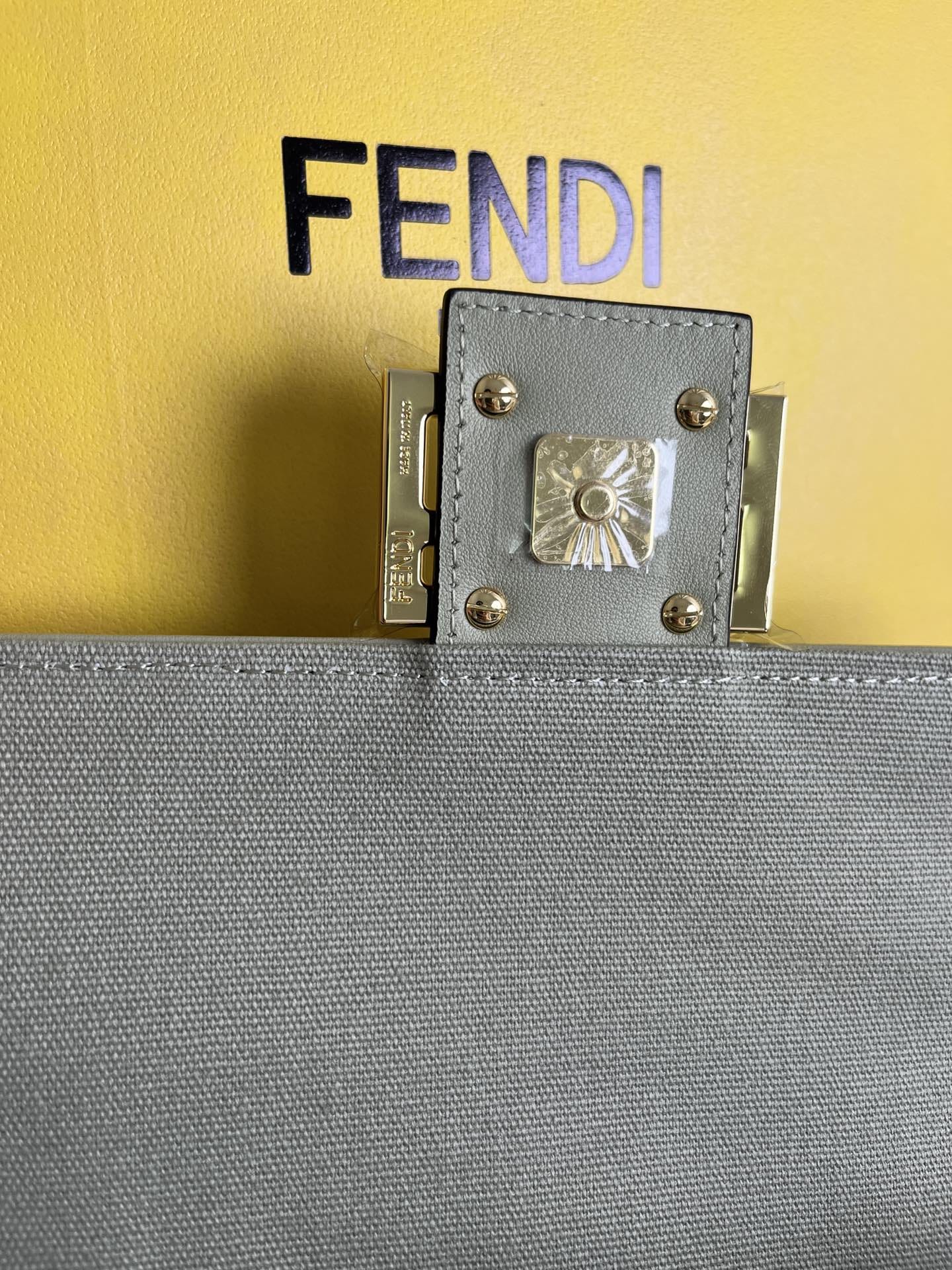 FENDI Baguette Green Tea Canvas Shoulder Bag With FF Motif