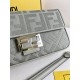 FENDI Baguette Green Tea Canvas Shoulder Bag With FF Motif