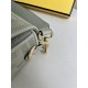 FENDI Baguette Green Tea Canvas Shoulder Bag With FF Motif