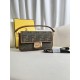 FENDI Baguette Army Green Canvas Shoulder Bag With FF Motif