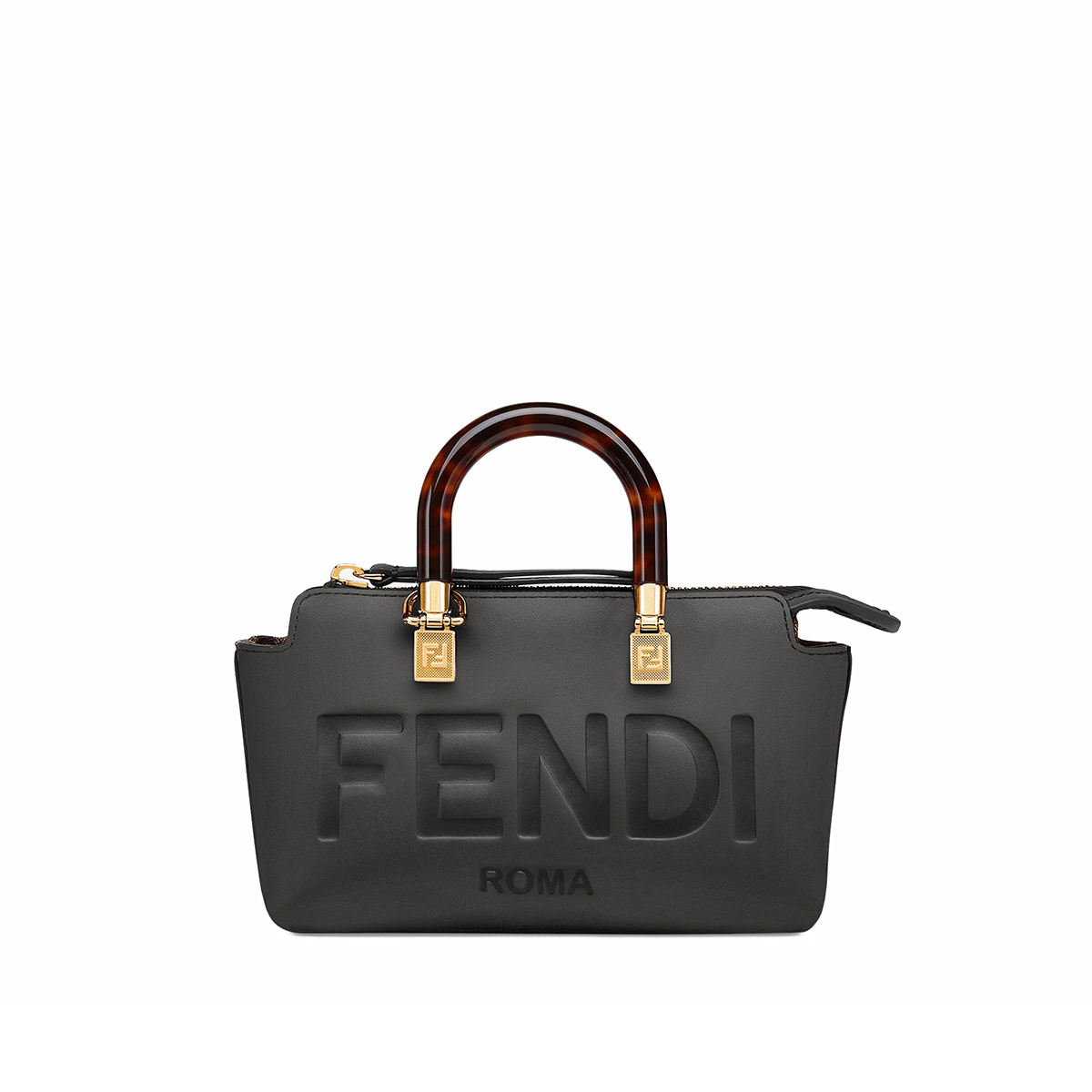 FENDI By The Way Mini Black Boston Bag In Leather