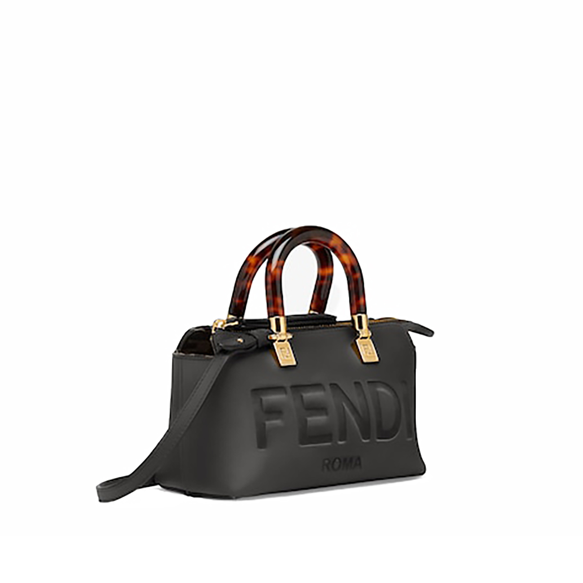 FENDI By The Way Mini Black Boston Bag In Leather