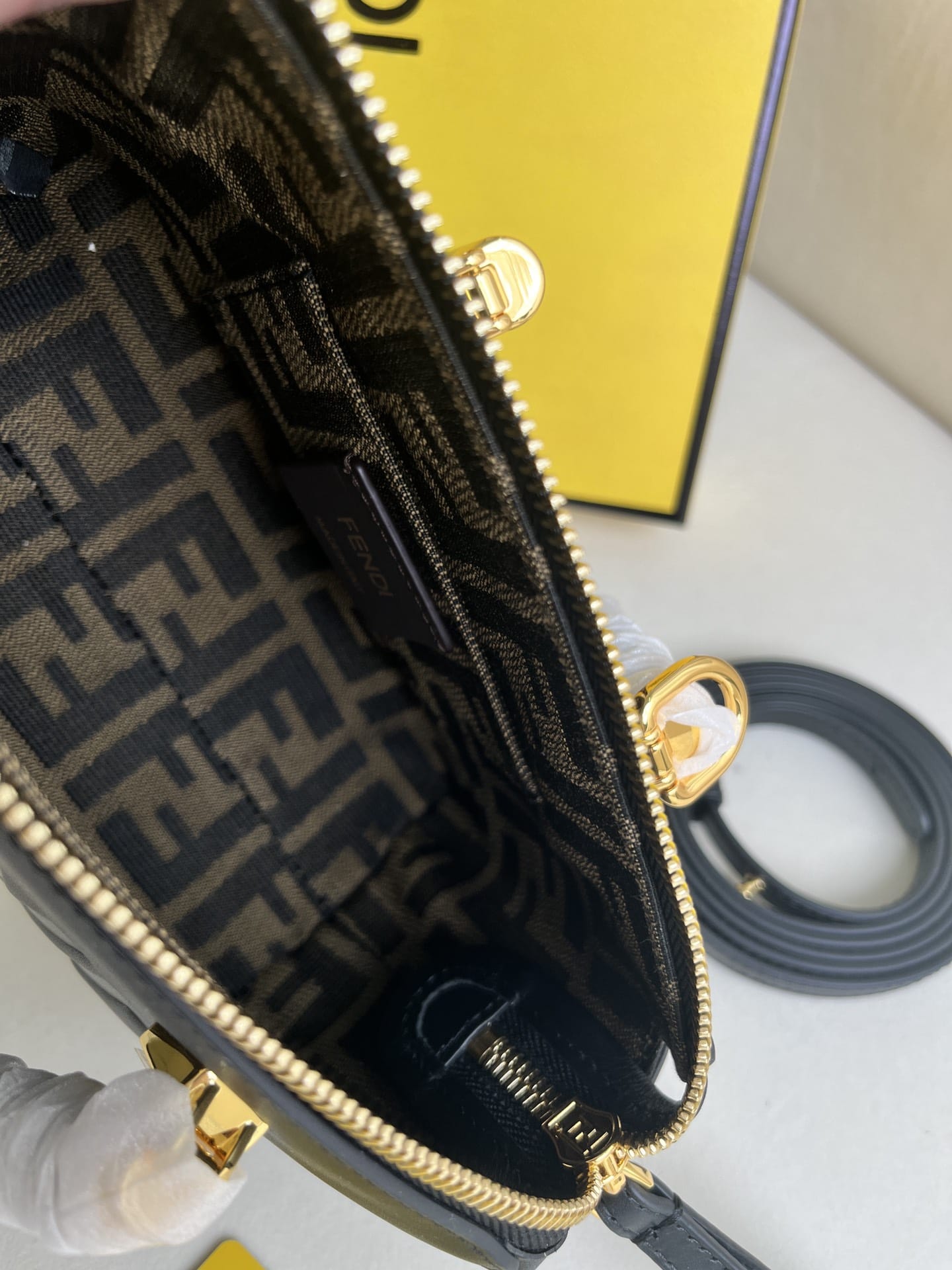 FENDI By The Way Mini Black Boston Bag In Leather