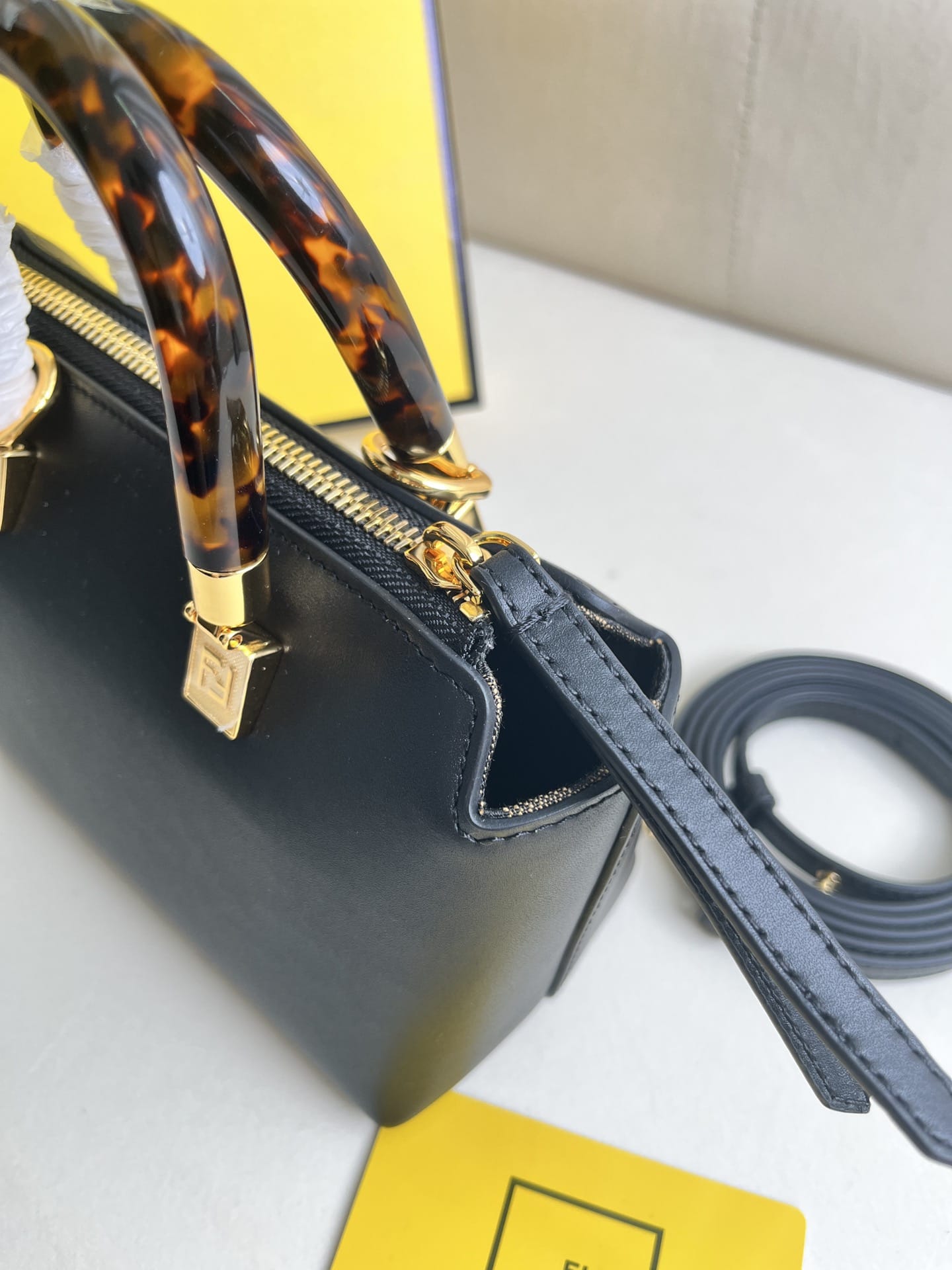 FENDI By The Way Mini Black Boston Bag In Leather